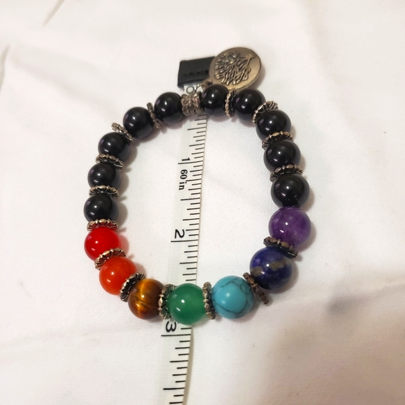7 Chakras Healing Bracelet with Tree of Life Pendant - Picture 3 of 4